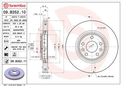 BREMBO 09.B352.11 EAN: 8020584035887.