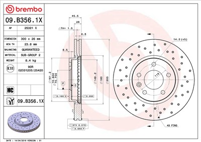 BREMBO 09.B356.1X EAN: 8020584217528.