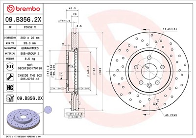 BREMBO 09.B356.2X EAN: 8020584340936.