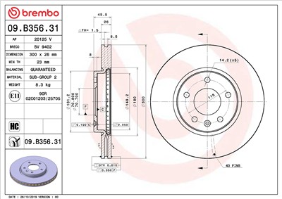 BREMBO 09.B356.31 EAN: 8020584310854.