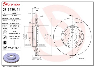 BREMBO 09.B436.41 EAN: 8020584037553.
