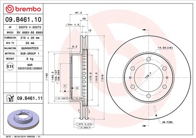 BREMBO 09.B461.11 EAN: 8020584032480.