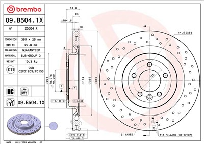BREMBO 09.B504.1X EAN: 8020584326428.