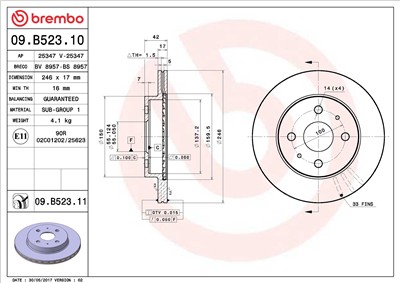 BREMBO 09.B523.10 EAN: 8020584216828.