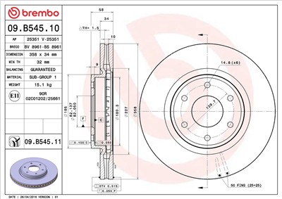 BREMBO 09.B545.11 EAN: 8020584225417.