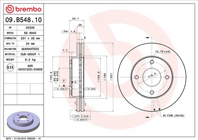 BREMBO 09.B548.10 EAN: 8020584036334.