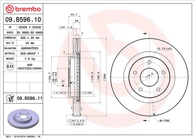 BREMBO 09.B596.11 EAN: 8020584220955.