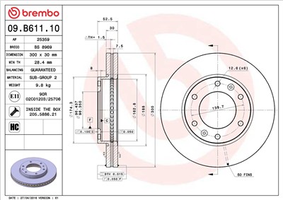 BREMBO 09.B611.10 EAN: 8020584210024.