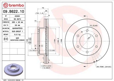 BREMBO 09.B622.10 EAN: 8020584020982.