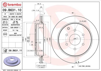 BREMBO 09.B631.11 EAN: 8020584220962.