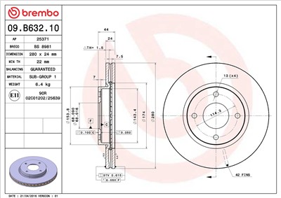 BREMBO 09.B632.10 EAN: 8020584023914.