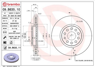 BREMBO 09.B635.11 EAN: 8020584218686.