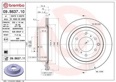 BREMBO 09.B637.11 EAN: 8020584220979.