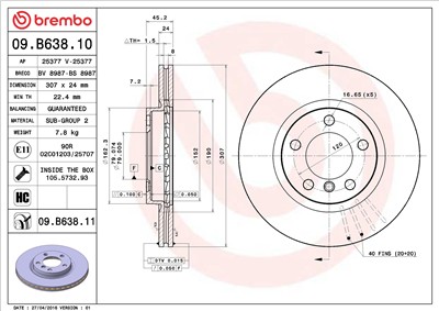 BREMBO 09.B638.11 EAN: 8020584219041.