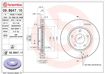 BREMBO 09.B647.11 EAN: 8020584222300.