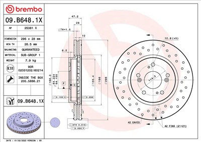 BREMBO 09.B648.1X EAN: 8020584322895.