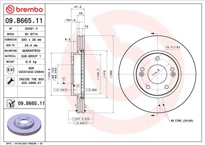 BREMBO 09.B665.11 EAN: 8020584326305.