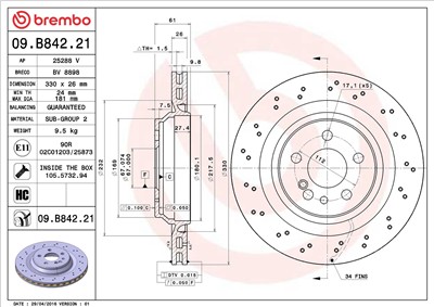 BREMBO 09.B842.21 EAN: 8020584211052.