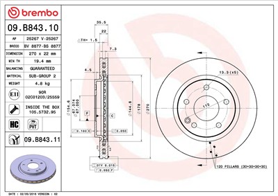 BREMBO 09.B843.11 EAN: 8020584223147.