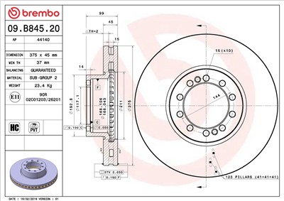 BREMBO 09.B845.20 EAN: 8020584235478.