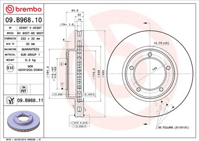 BREMBO 09.B968.11 EAN: 8020584221129.