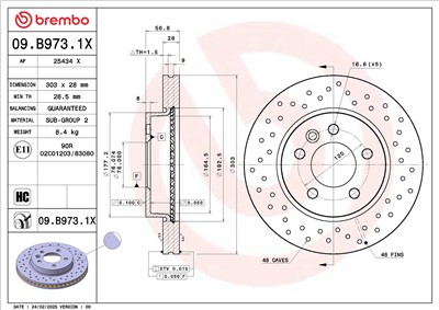 BREMBO 09.B973.1X EAN: 8020584343272.