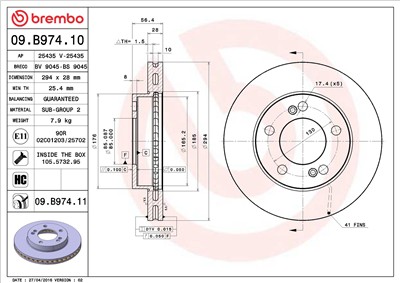BREMBO 09.B974.11 EAN: 8020584218747.