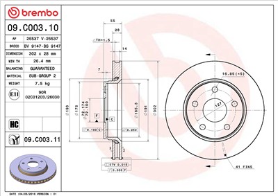 BREMBO 09.C003.11 EAN: 8020584215173.