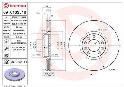 BREMBO 09.C133.11 EAN: 8020584220993.