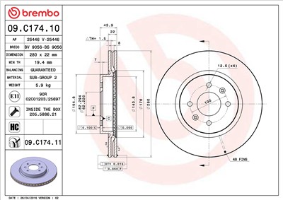 BREMBO 09.C174.11 EAN: 8020584219218.