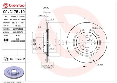 BREMBO 09.C175.11 EAN: 8020584222515.