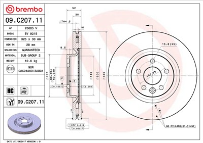 BREMBO 09.C207.11 EAN: 8020584222560.