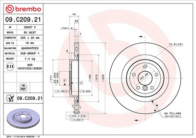 BREMBO 09.C209.21 EAN: 8020584223161.