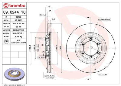 BREMBO 09.C244.10 EAN: 8020584221020.