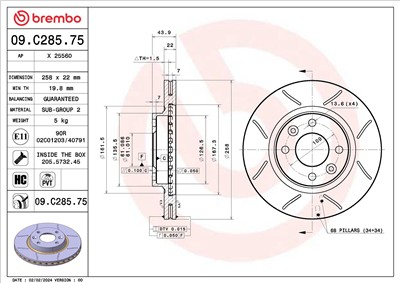 BREMBO 09.C285.75 EAN: 8020584327272.