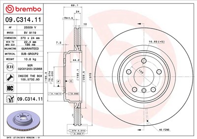 BREMBO 09.C314.11 EAN: 8020584224281.