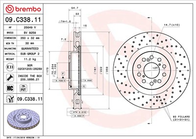 BREMBO 09.C338.11 EAN: 8020584228036.