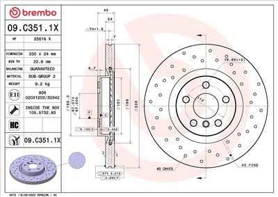 BREMBO 09.C351.1X EAN: 8020584325520.