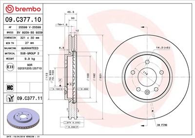 BREMBO 09.C377.11 EAN: 8020584225349.