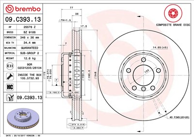 BREMBO 09.C393.13 EAN: 8020584224403.