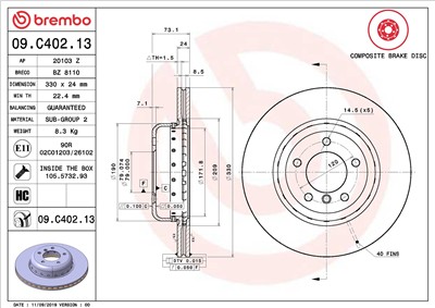 BREMBO 09.C402.13 EAN: 8020584238226.