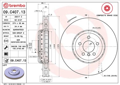 BREMBO 09.C407.13 EAN: 8020584039311.