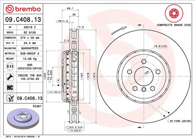 BREMBO 09.C408.13 EAN: 8020584039328.