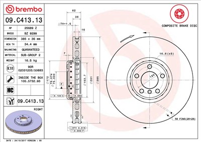 BREMBO 09.C413.13 EAN: 8020584223574.