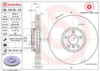 BREMBO 09.C416.13 EAN: 8020584039366.