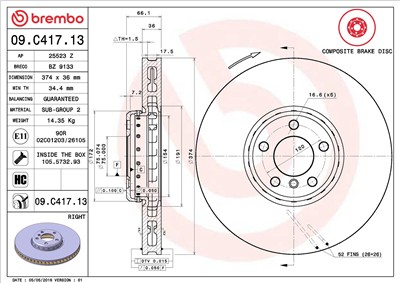 BREMBO 09.C417.13 EAN: 8020584039373.