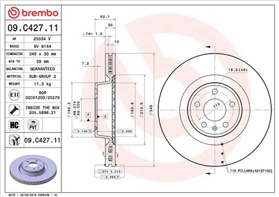 BREMBO 09.C427.11 EAN: 8020584223833.