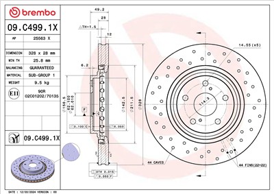BREMBO 09.C499.1X EAN: 8020584327821.