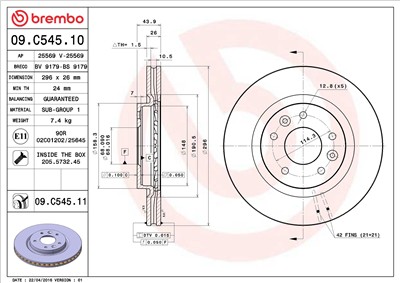 BREMBO 09.C545.11 EAN: 8020584222430.