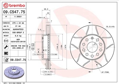 BREMBO 09.C547.75 EAN: 8020584320211.